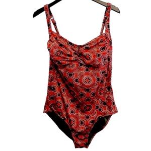 Jets Australia Jessika Allen Red Paisley One-Piece Swimsuit Bathing Suit  10